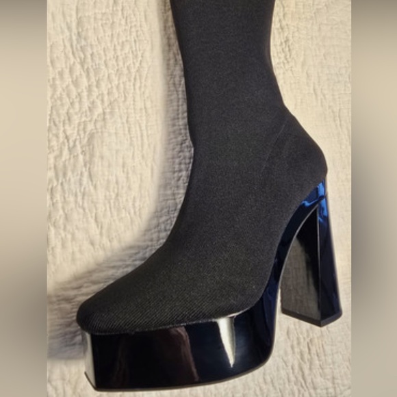 NEW Gianni Bini the Jarvis Stretch Knit Over-the-Knee Platform Black Boots NWT - Picture 9 of 10